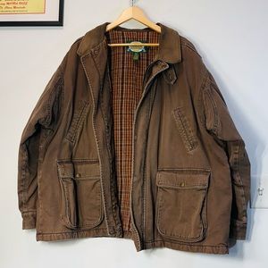 Cabelas outdoor cotton/leather collar jacket